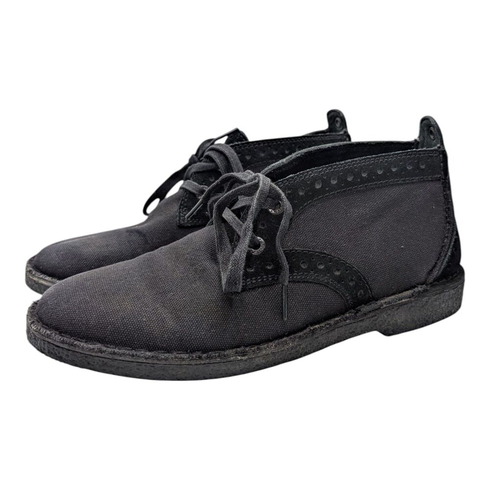 Levi's Stylish Black Canvas Chukka Boots Men's Size 9 Casual Lace-Up Ankle Shoes